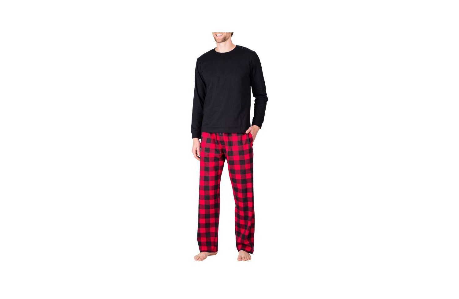 Men's Crew Neck Flannel Pajama Set