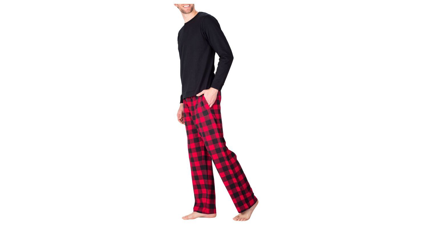 Men's Crew Neck Flannel Pajama Set