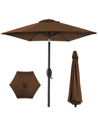 7.5Feet Heavy-Duty Outdoor Market Patio Umbrella With Push Button Tilt, Easy Crank