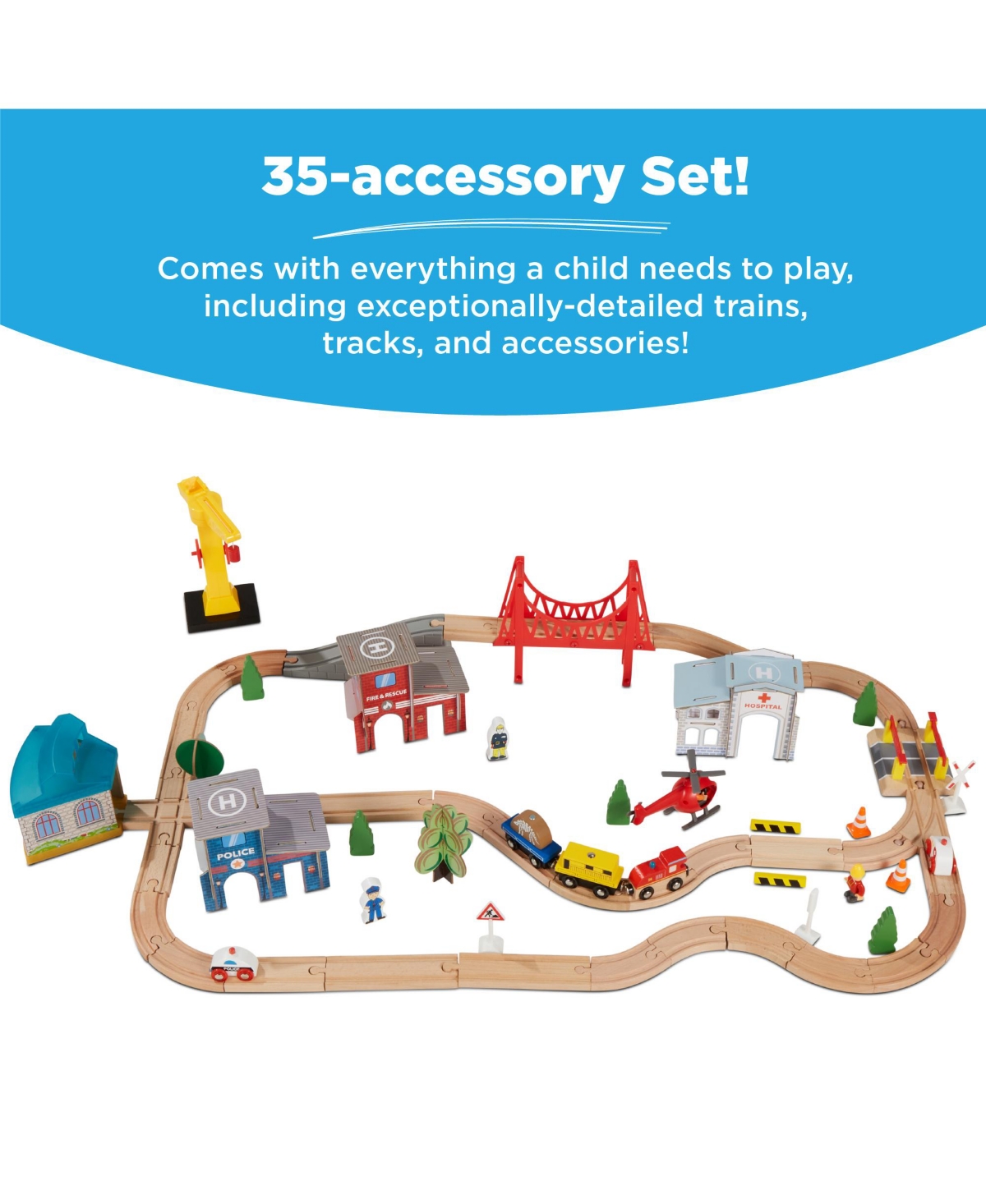 Best Choice Products Kids 35-Piece Train Table, Multipurpose Wooden Playset w/ Reversible Table Top