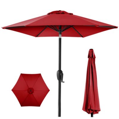 7.5ft Heavy-Duty Outdoor Market Patio Umbrella w/ Push Button Tilt, Easy Crank