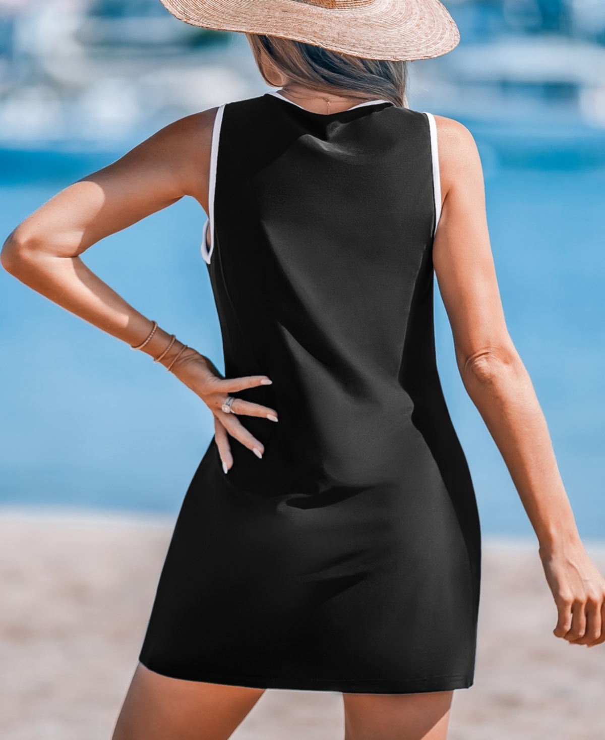 Cupshe Women's Sleek Zipper Tank Cover-Up Dress