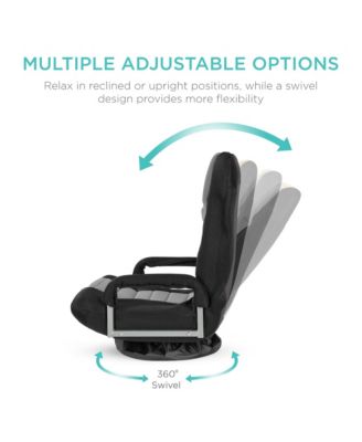 360-Degree Swivel Gaming Floor Chair w/ Armrest Handles, Foldable Adjustable Back