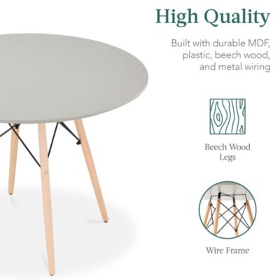 5-Piece Compact Mid-Century Modern Dining Set w/ 4 Chairs, Wooden Legs