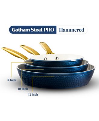 Pro Hammered Collection 3-Piece Ceramic Coating Nonstick Frying Pans Set