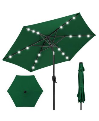 7.5ft Outdoor Solar Patio Umbrella for Deck, Pool w/ Tilt, Crank, LED Lights