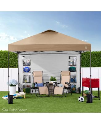 10x10Ft Easy Setup Pop-Up Canopy Tent with Side Wall, 1-Button Push, and Carrying Case