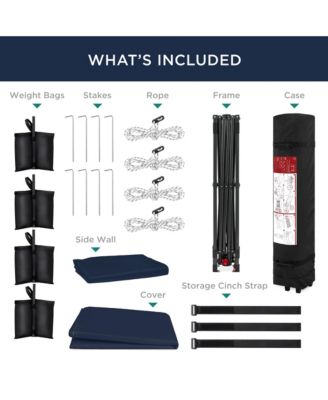 10x10Ft Easy Setup Pop-Up Canopy Tent with Side Wall, 1-Button Push, and Carrying Case