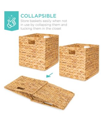 10.5x10.5in Set of 5 Multipurpose Collapsible Organizers Hyacinth Storage Baskets