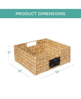 Set of 4 13-Inch Woven Water Hyacinth Pantry Baskets with Chalkboard Label and Chalk Marker