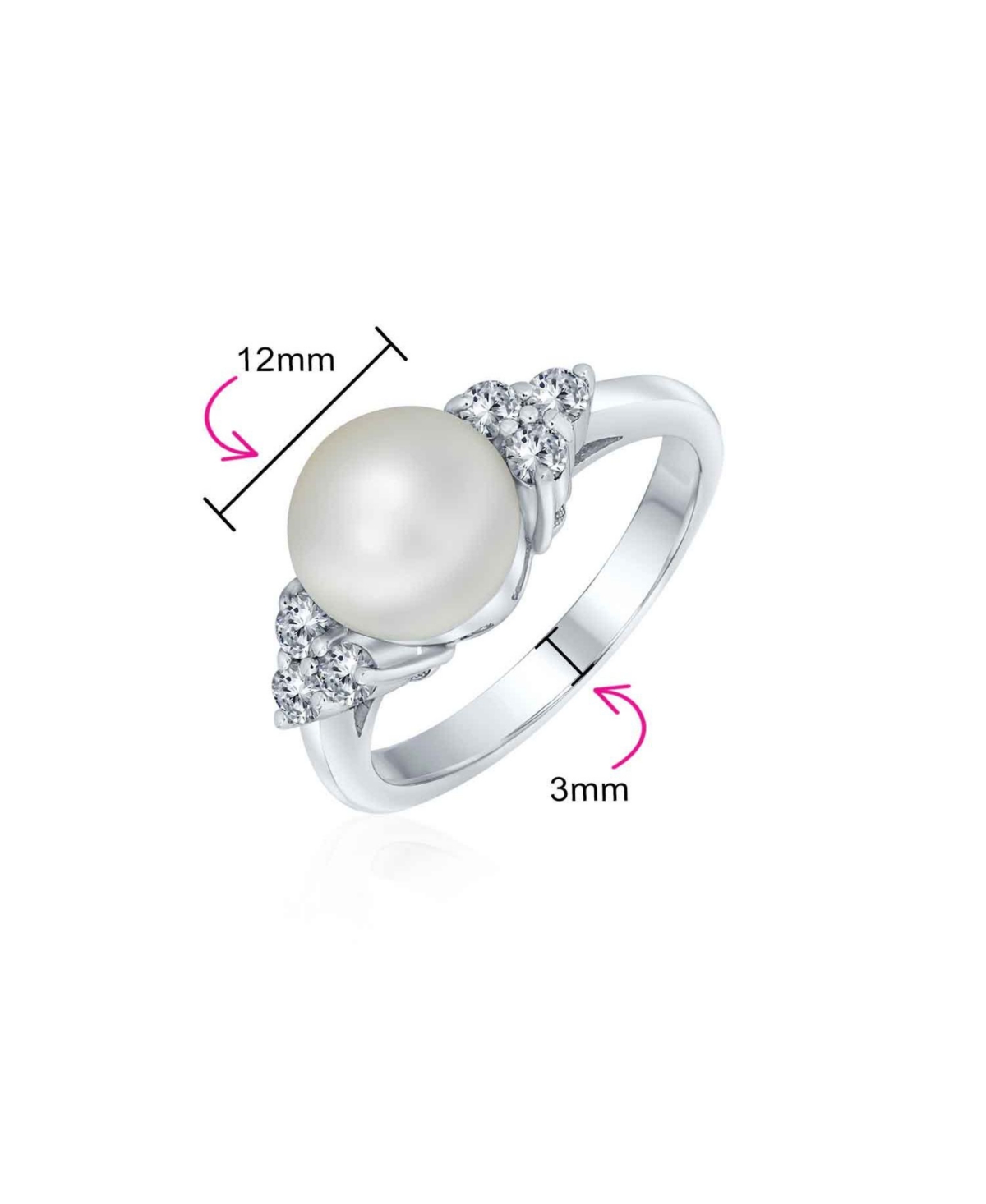 Bling Jewelry Bridal Party Cz Halo Side Stones White Solitaire Freshwater Cultured Pearl Engagement Cocktail Ring For Women .925 Sterling- Sil