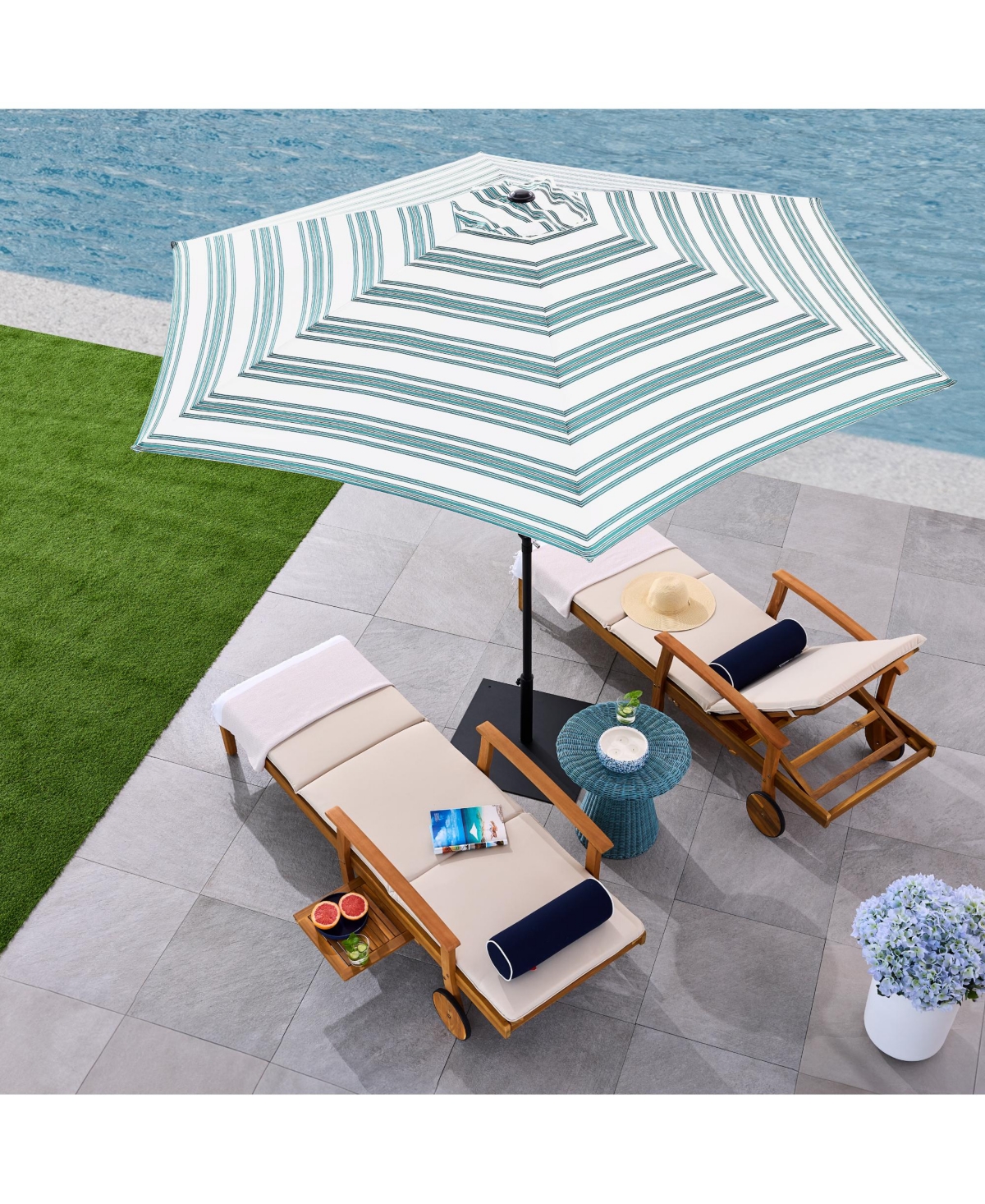 Best Choice Products Outdoor Steel Striped Market Patio Umbrella w/ Crank, Tilt Push Button, 6 Ribs