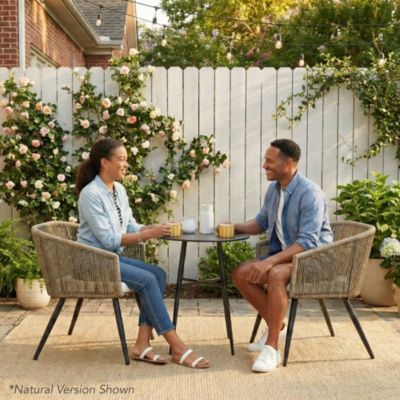 Set of 2 Indoor Outdoor Patio Dining Chairs Woven Wicker Seating Set 250lb Capacity - Gray/Black