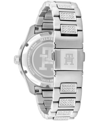 Women's Quartz Silver-Tone Stainless Steel with Crystals Bracelet Watch 36mm