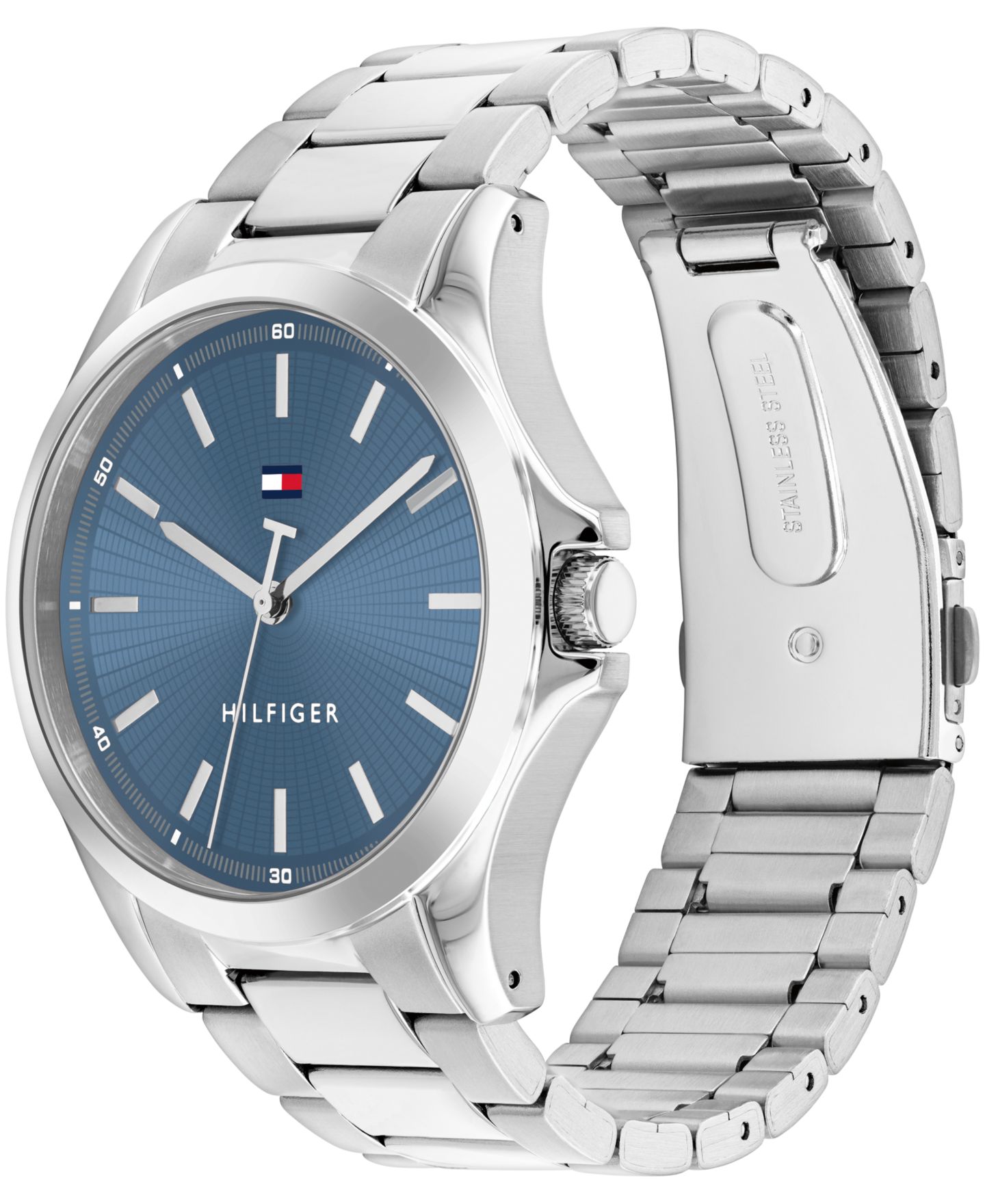 Мужские часы Tommy Hilfiger Quartz Silver-Tone Stainless Steel Bracelet Watch 42mm — фото 2