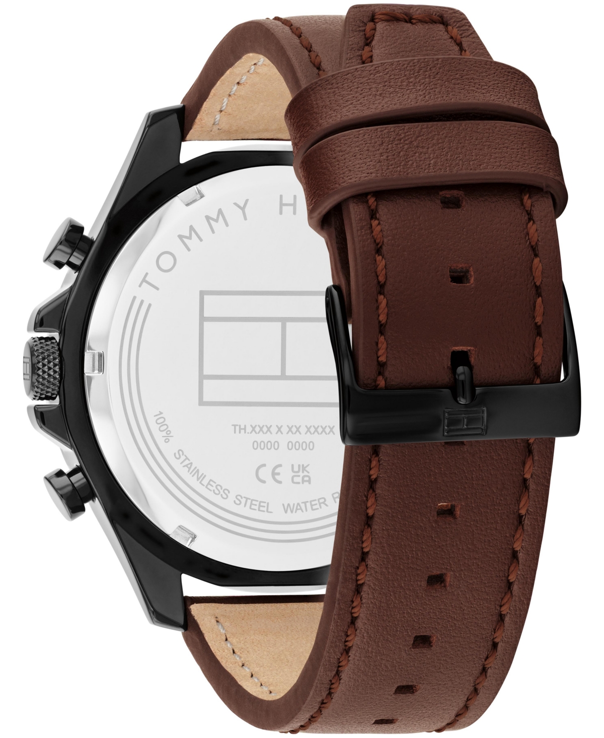 Tommy Hilfiger Men's Multifunction Brown Leather Strap Watch 46mm In Brown