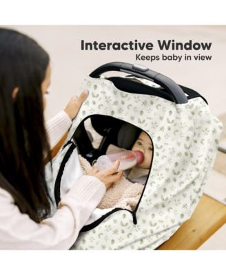 Warmzy Baby Car Seat Cover, Universal Stretch Fit Infant Carseat Covers for Babies, Winter Carseat Canopy