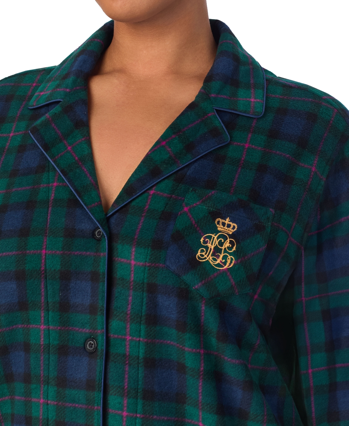 Lauren Ralph Lauren Plus Size Plaid Fleece Pajama Set