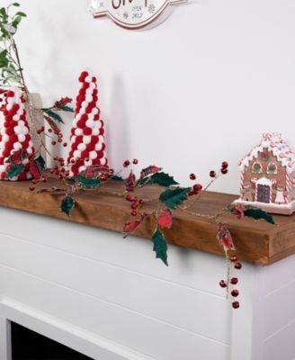 5' Plaid Holly with Jingle Bells Christmas Garland - Unlit
