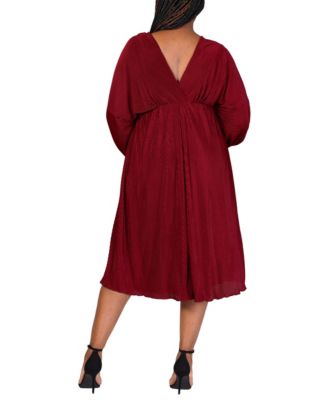 Plus Size Shimmer V-Neck Midi Dress