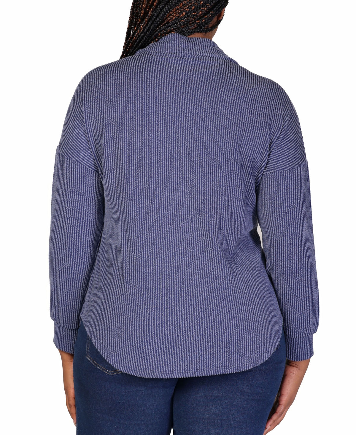 24SEVEN COMFORT APPAREL PLUS SIZE RIB BUTTON UP SHIRT JACKET 