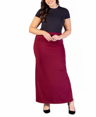 Plus Size Versatile Elastic Waist Maxi Skirt