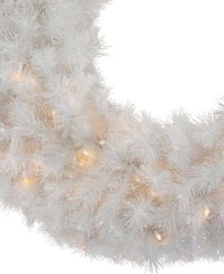 Pre-Lit Alaskan Pine Artificial Christmas Wreath 36 - Inch Warm White LED Lights