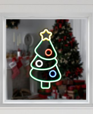 15" LED Lighted Neon Style Christmas Tree Window Silhouette