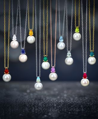Cultured Freshwater Pearl (8-1/2mm) Birthstone 18" Pendant Necklace  in 18k Gold-plated Sterling Silver,18k Rose Gold-plated Sterling Silver or Sterling Silver