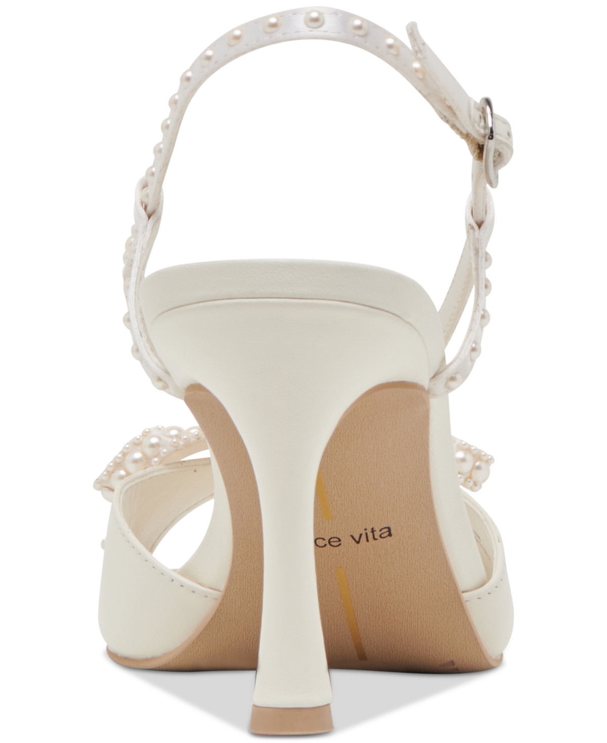 Dolce Vita Lonny White Satin Leather Pearl High Heel Sandals In White Satin