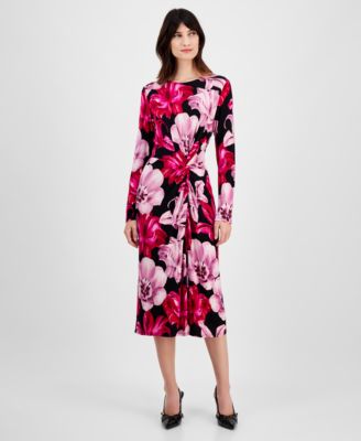 I.N.C. International Concepts - Women's Printed Long-Sleeve Midi Dress