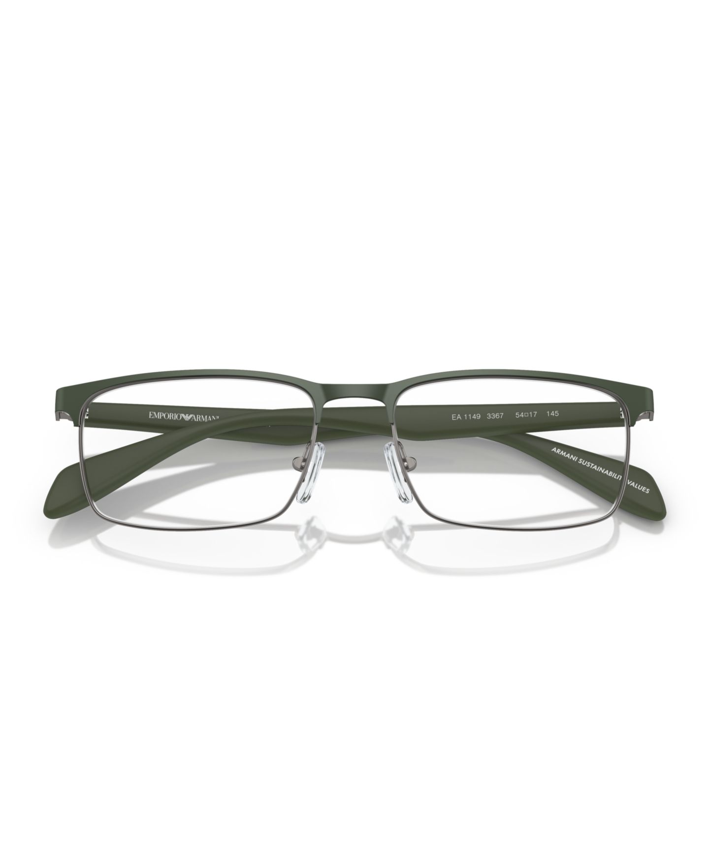 Мужские очки Emporio Armani Man Rectangle Metal EA1149 Eyeglasses, цвет: Графитовый / Зелёный — фото 5