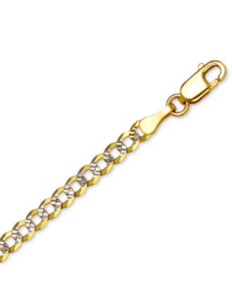 26" Two-Tone Open Curb Link Chain Necklace (3-1/6mm) in Solid 14k Gold & White Gold