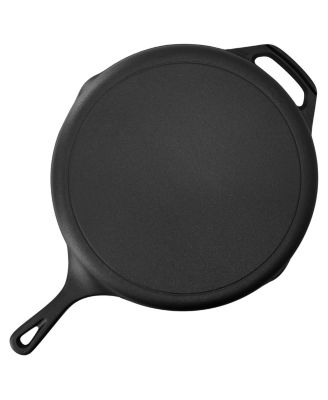 12 Inch Pre-Seasoned Cast Iron Skillet with Tempered Glass Lid