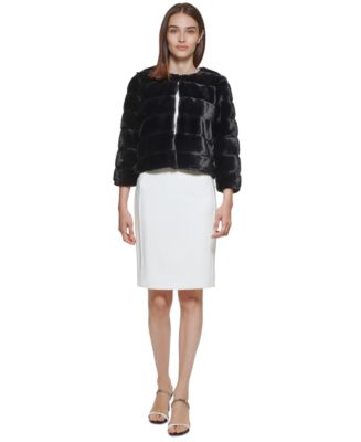 Calvin outlets Klein White Faux Fur Shrug-Sm