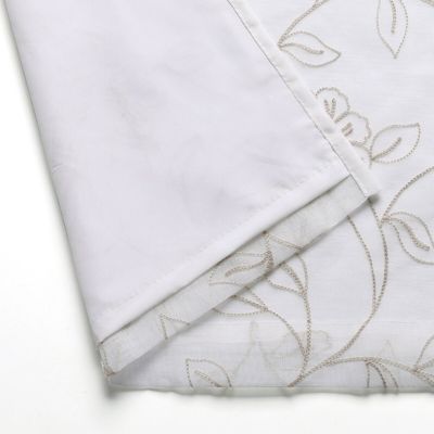 Floral Embroidered Double Layered Sheer Grommet Curtains