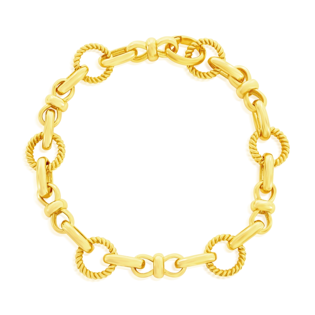 Sterling Silver, Circle & Infinity Design Bracelet - Gold