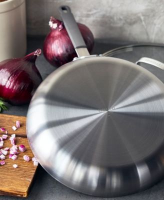 X Bobby Flay Nonstick Stainless Steel 12" Frypan with Lid
