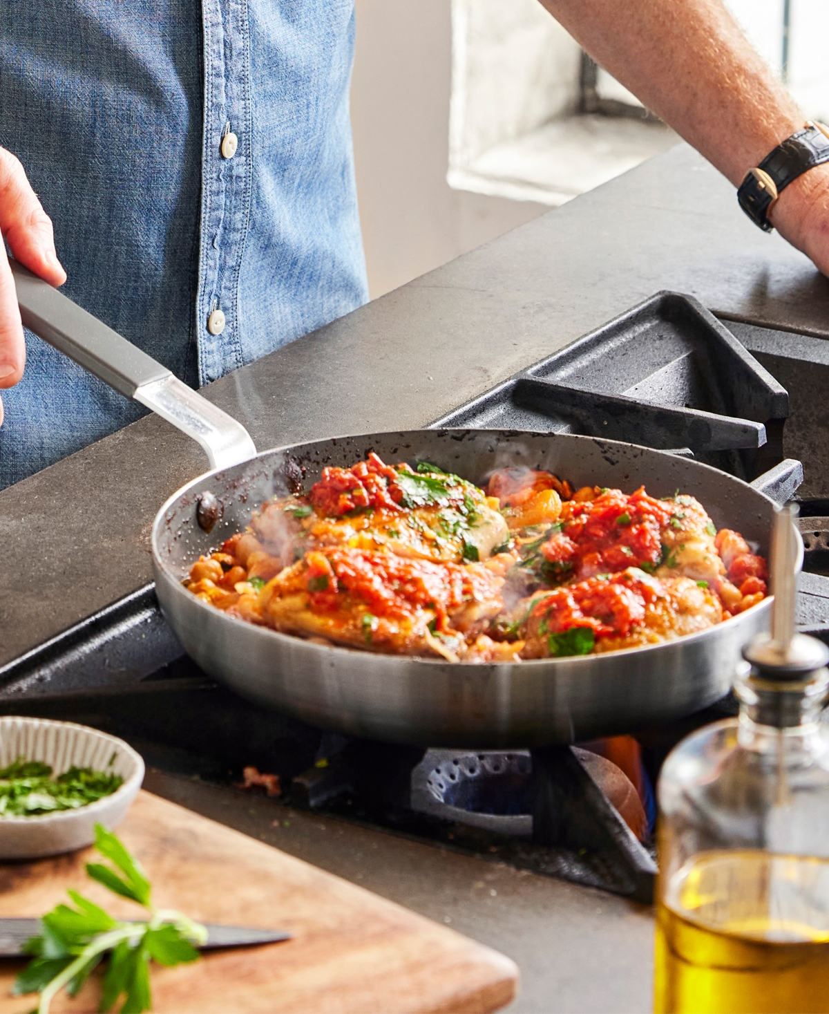 Greenpan X Bobby Flay Professional Grade Ceramic Nonstick 8" And 10" Frypan Set In Stainless Steel