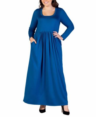 Plus Size Long Sleeve Maxi Dress with Pockets