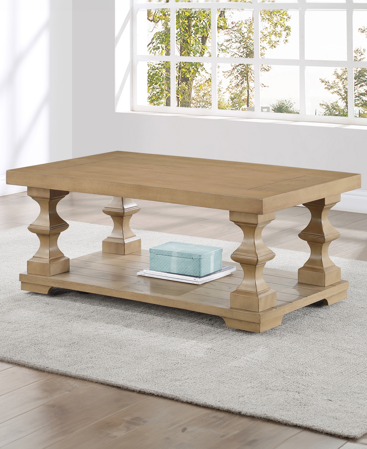 Macy's Dory 48" Wood Cocktail Table In Sandy Oak