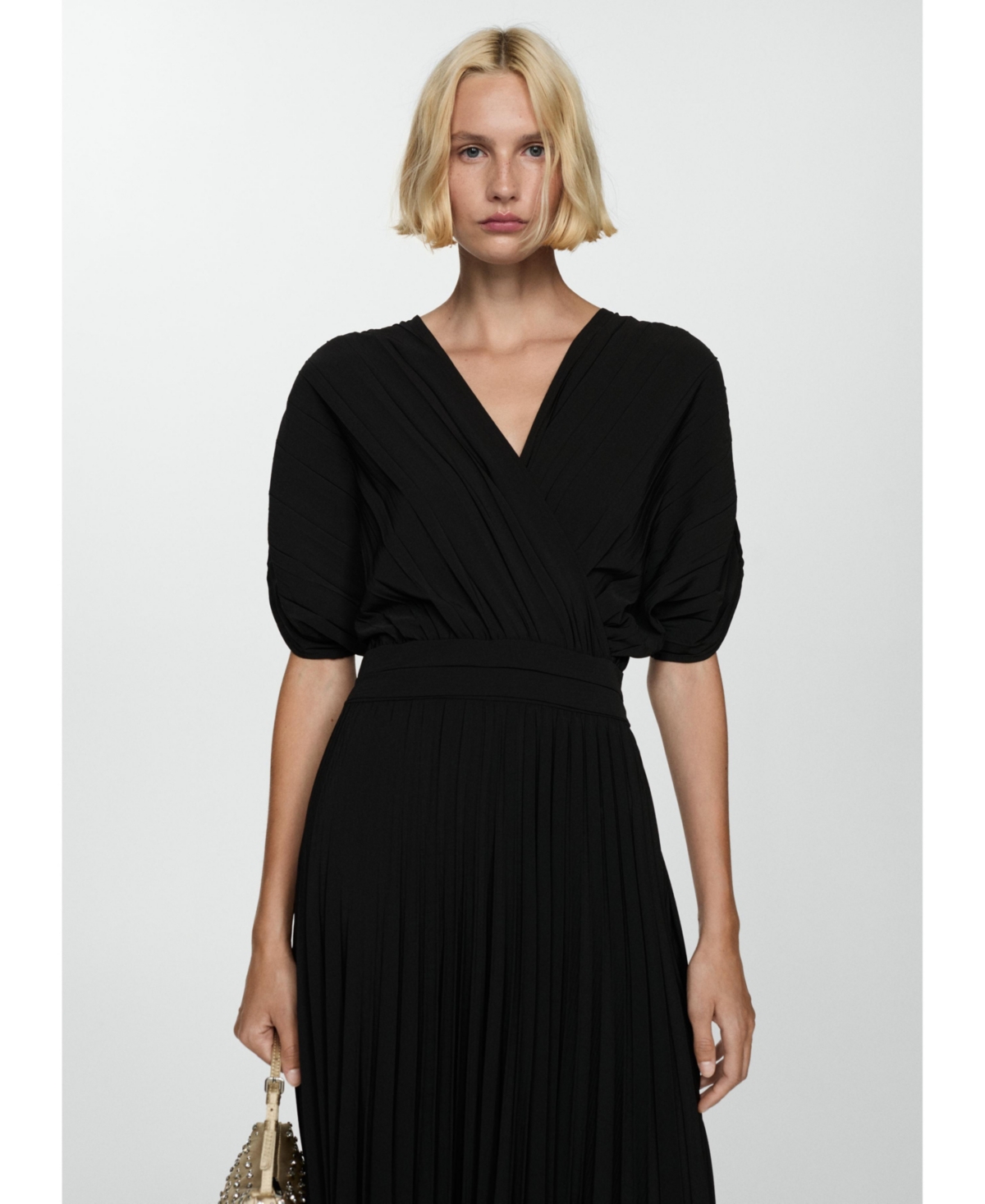 Mango Women's Pleated A-line Dress In Black