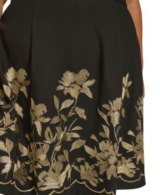 Calvin Klein Plus Size Embroidered-Skirt Fit & Flare Dress - Macy's