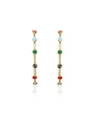 Sterling Silver 14k Gold Plated Multi-Color Enamel C-Hoop Earrings