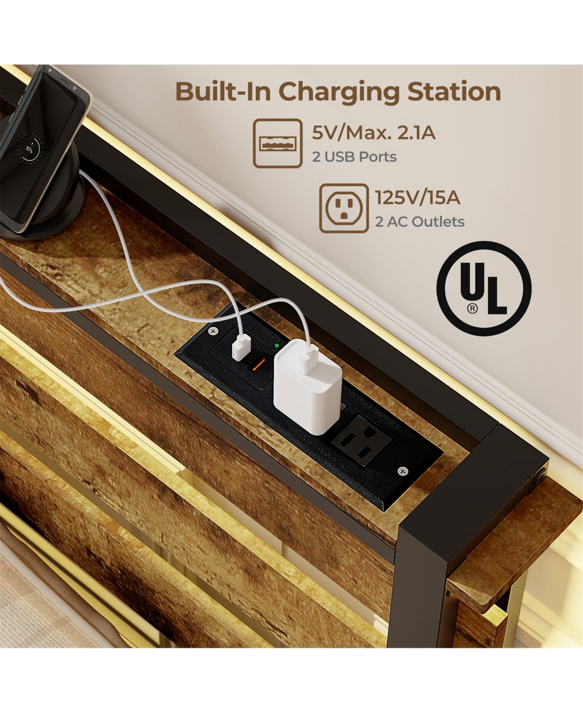 Gymax Twin Frame w/ Drawers Led Lights Outlets & Usb Ports Smart App Control