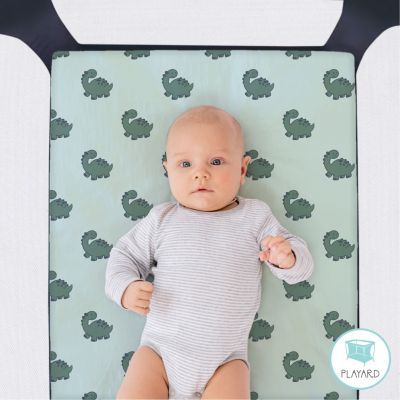 Green Dino 3-Pack Fitted Playard Sheets