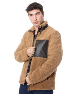 Мужское пушистое плюшевое пальто Furniq UK коричневая шерсть 56290₽