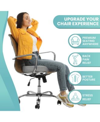 Gel-Enhanced Memory Foam Seat Cushion, Velour Ergonomic Orthopedic Comfort Pad, Ideal Pillow for Office Desk Chair, Wheelchair, Car & Truck