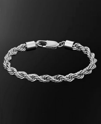 Silver Stainless Steel Thick 6MM 9" Twisted Rope Chain Bracelet