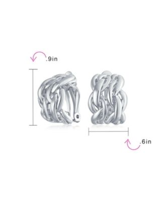 Twisted Cable Chain Weave Wide Half Hoop Clip On Earrings Non Pierced Ears